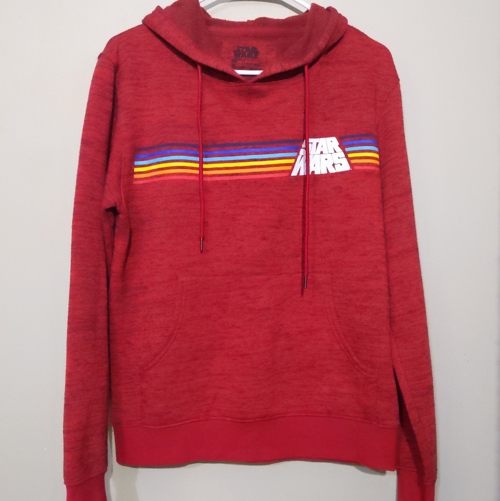 Star Wars Red Heathered Rainbow Hoodie Size Small